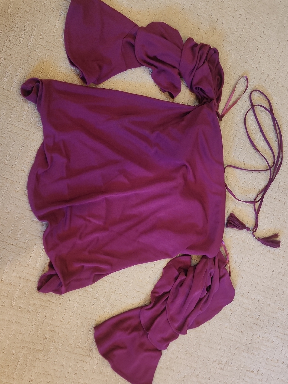 White House Black Market Magenta Halter Tie Top With Ruffle Arms
